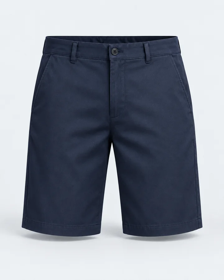 Navy knee-length security shorts with belt loops