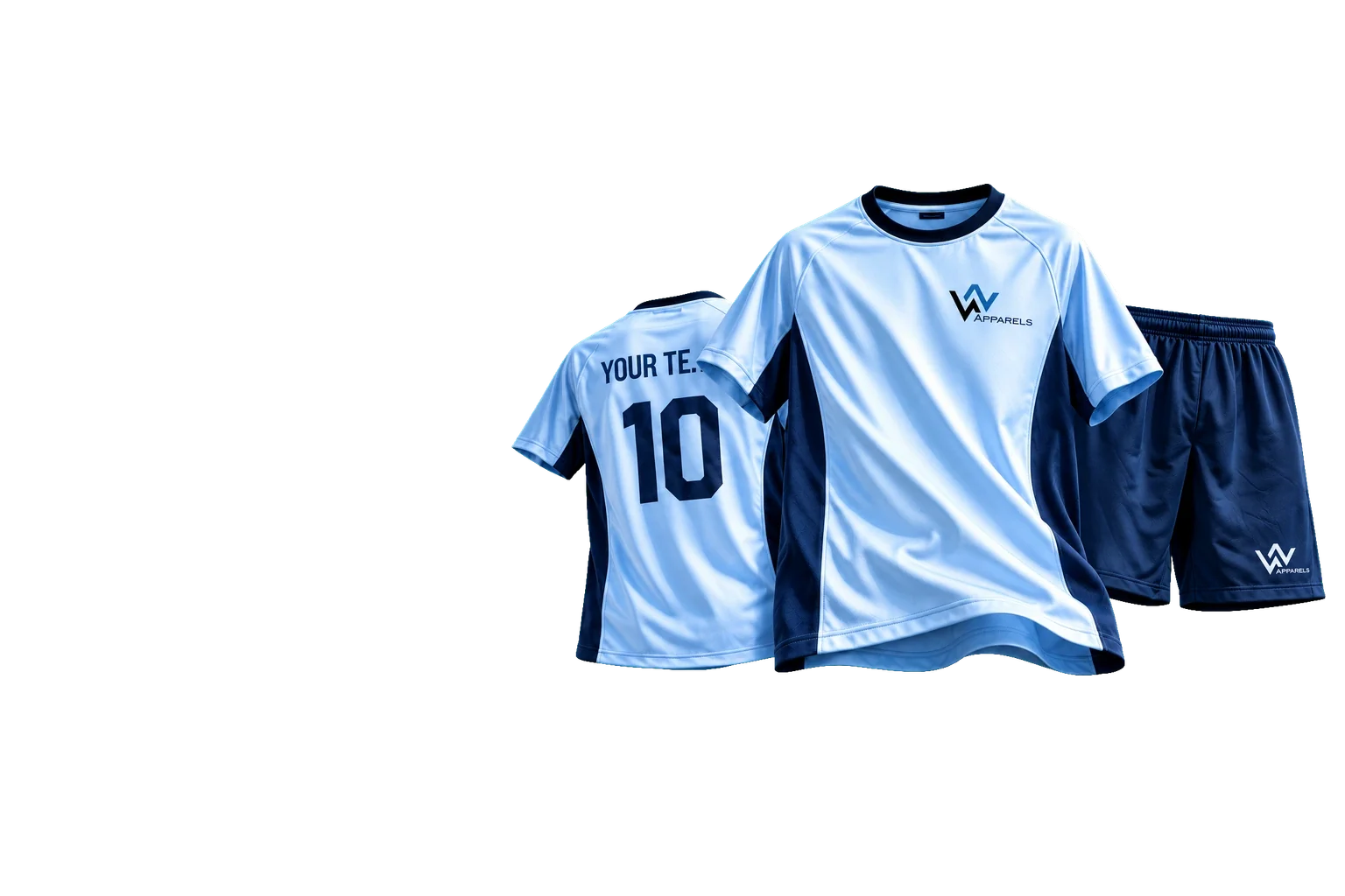 WhatsNext soccer kit: jersey with name and number, and match shorts