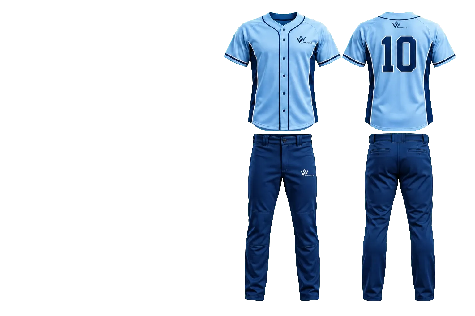 WhatsNext baseball jersey front and back with uniform pants