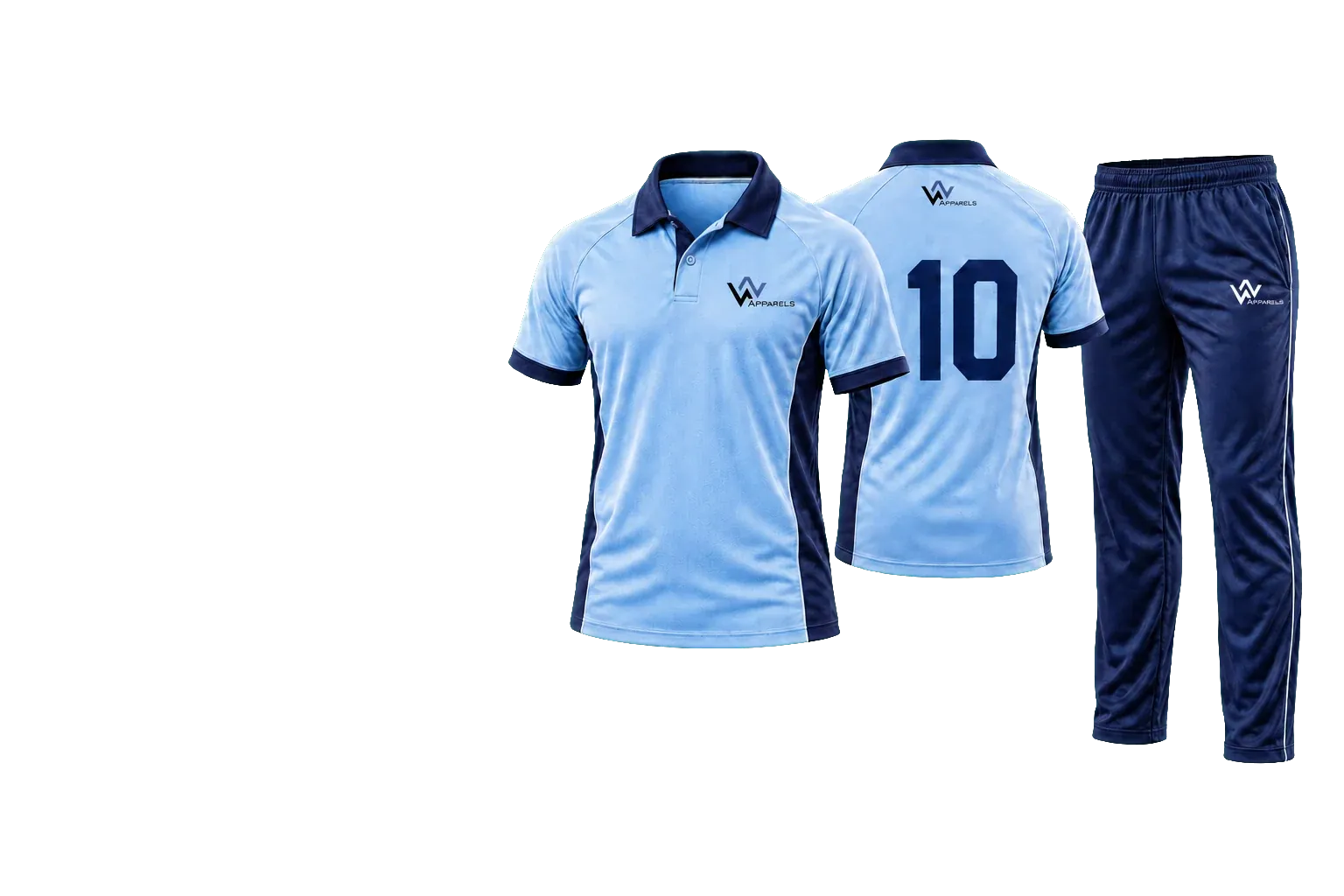 WhatsNext cricket shirt front and back with match trousers