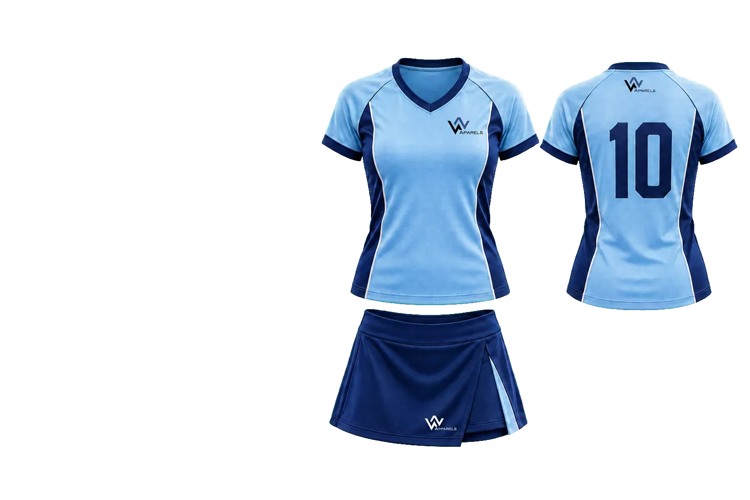 WhatsNext field hockey shirts front and back with a skort