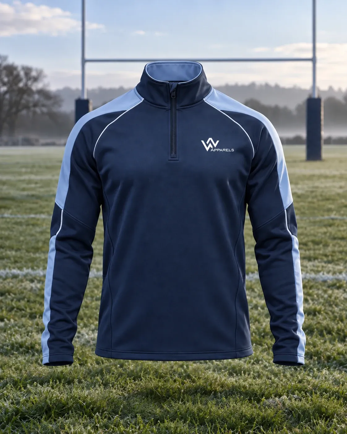 Navy quarter-zip training top for clubwear