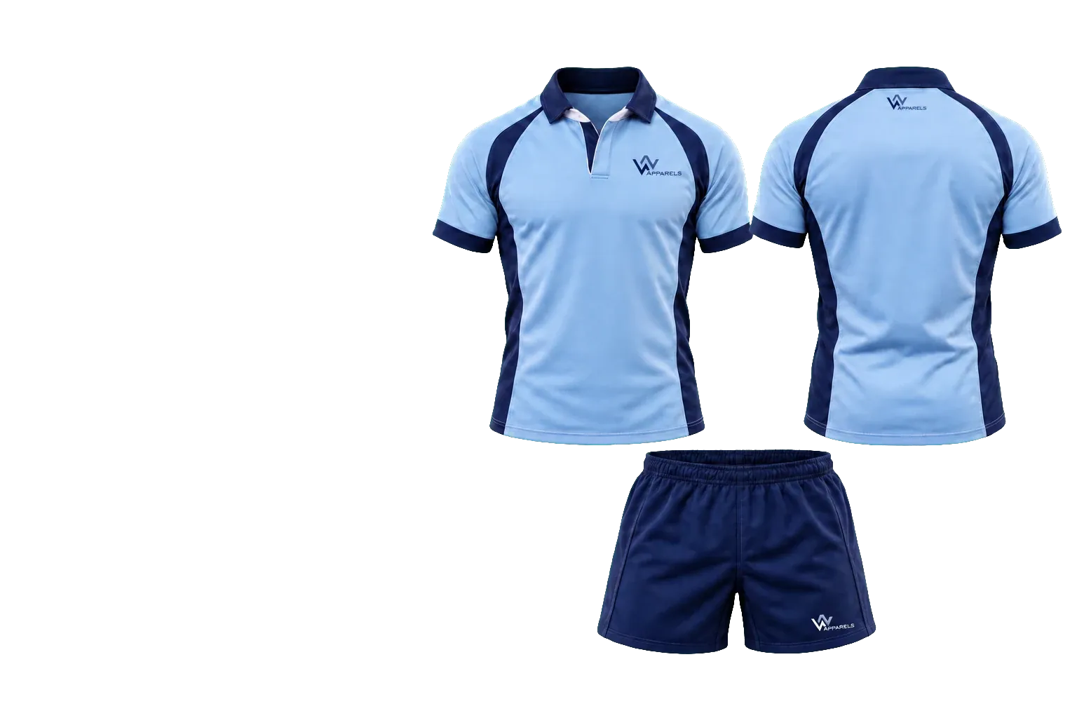 WhatsNext rugby jersey front and back with shorts