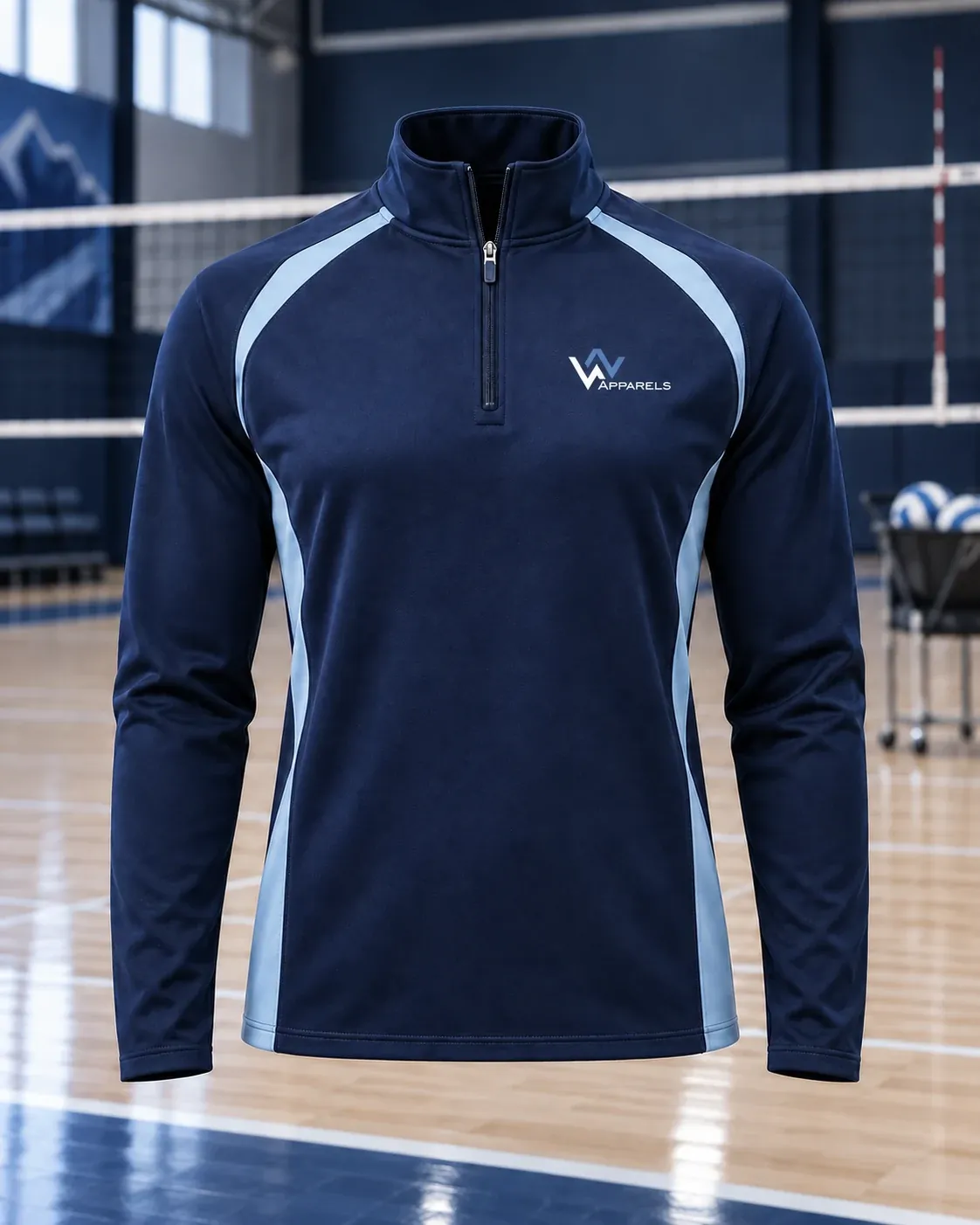 Navy quarter-zip warm-up top