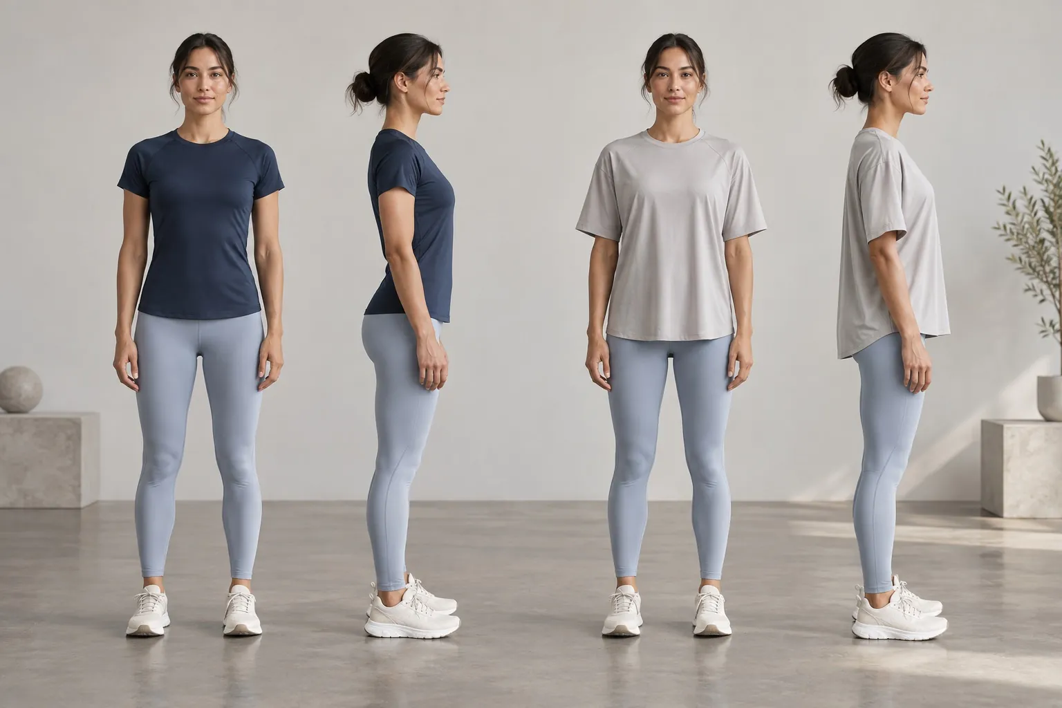 Training wear details: shoulder, sleeve and hem close-ups on a navy and sky-blue top