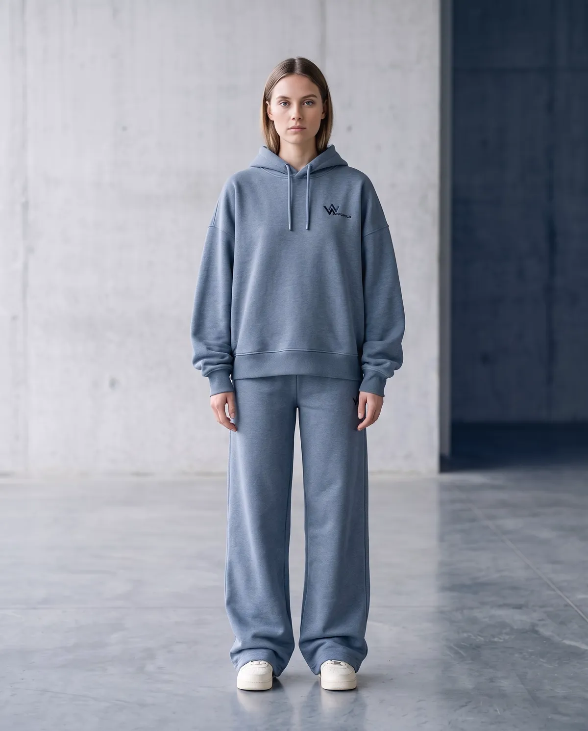 Oversized steel-blue matching set