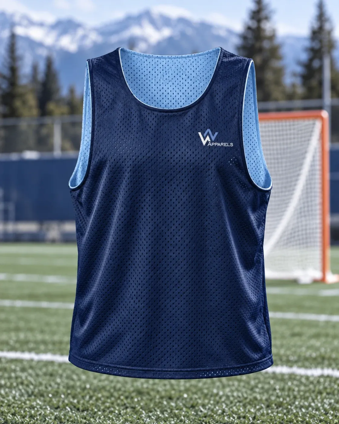 Reversible navy mesh practice pinnie