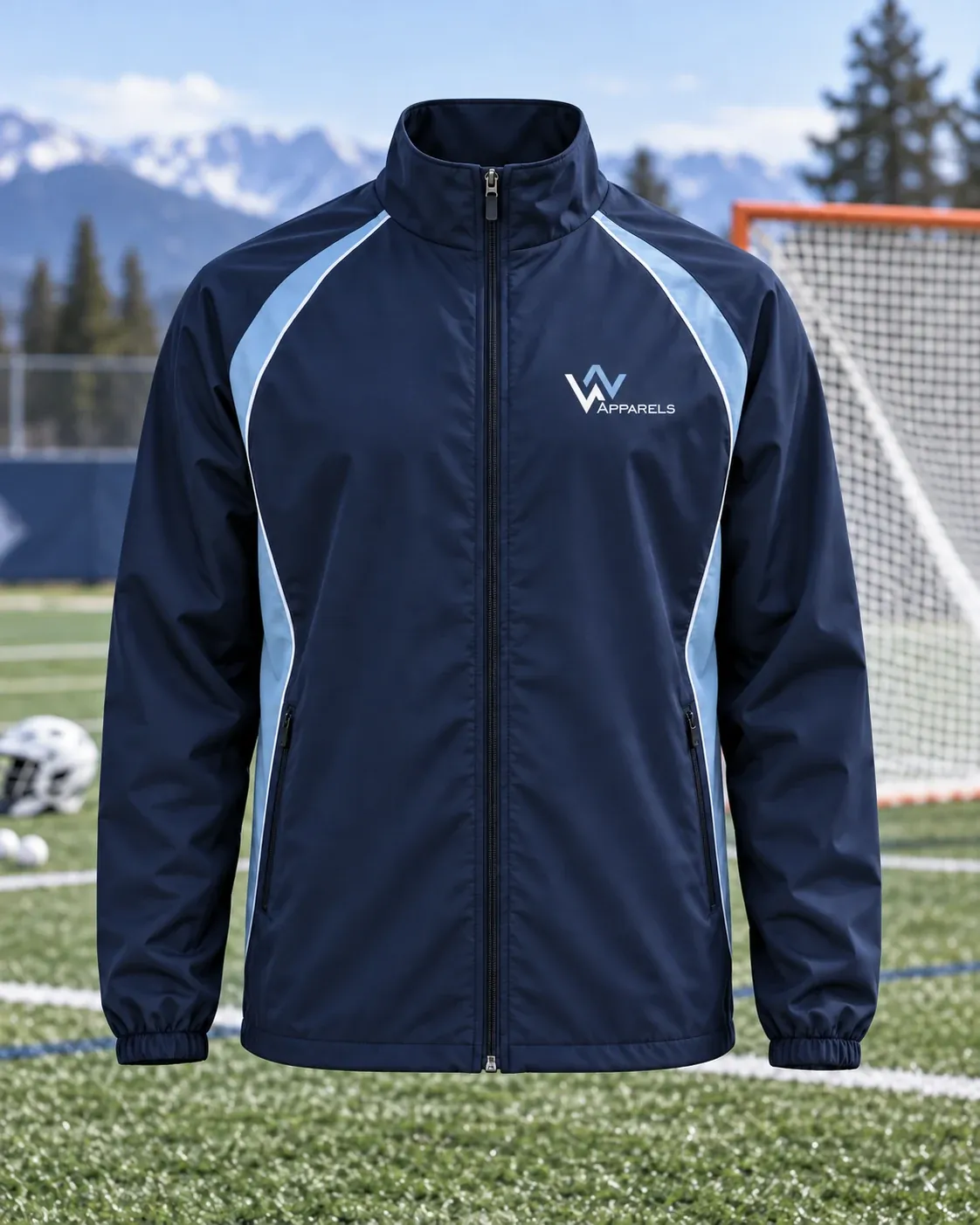 Navy and sky-blue warm-up jacket